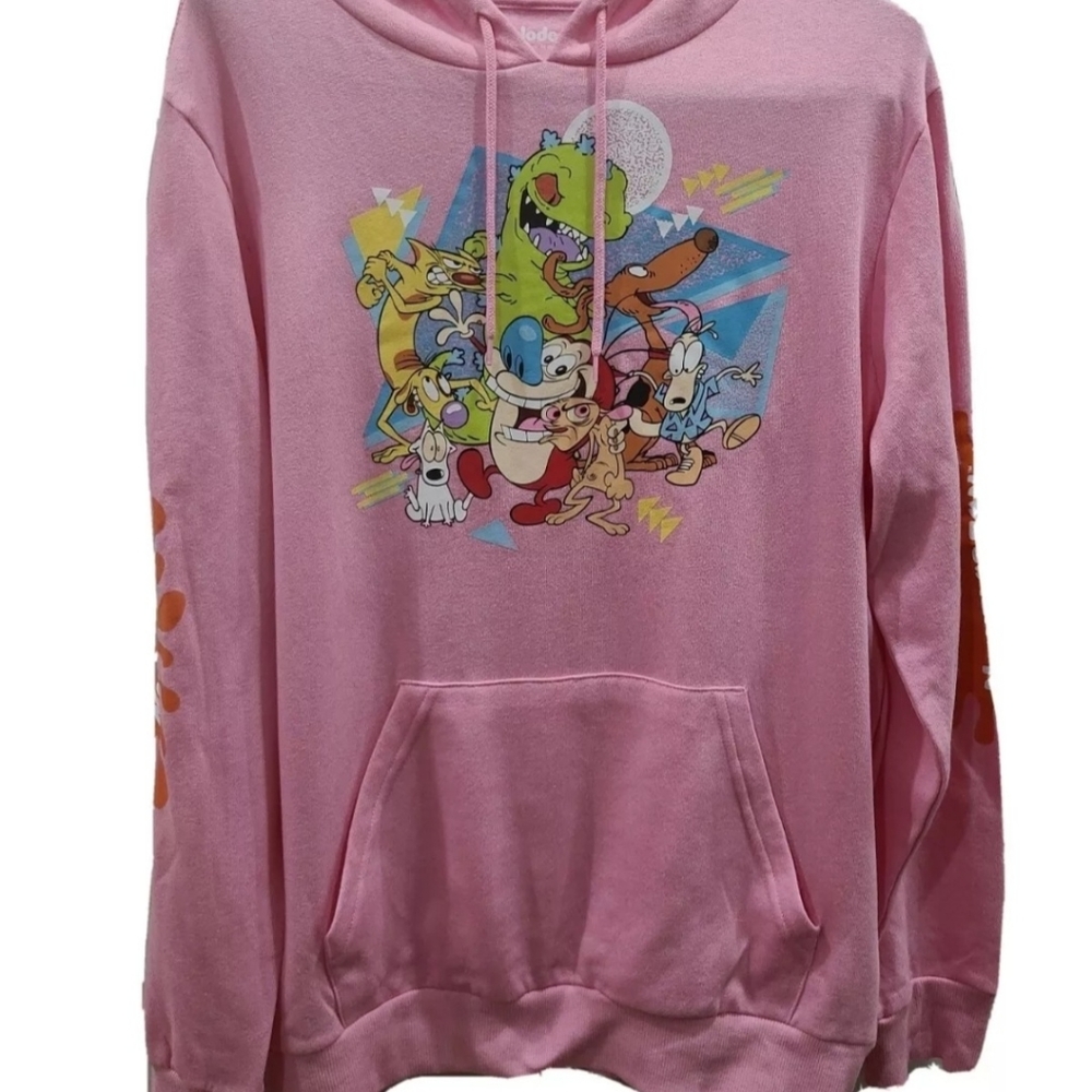 Nickelodeon Hoodie Hooded Sweatshirt 90s Pink